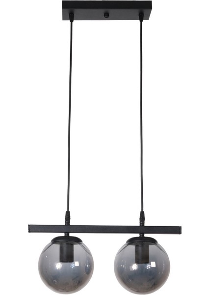 Modern Siyah Camlı 2'li Avize, Mutfak ve Salon Için Şık Aydınlatma