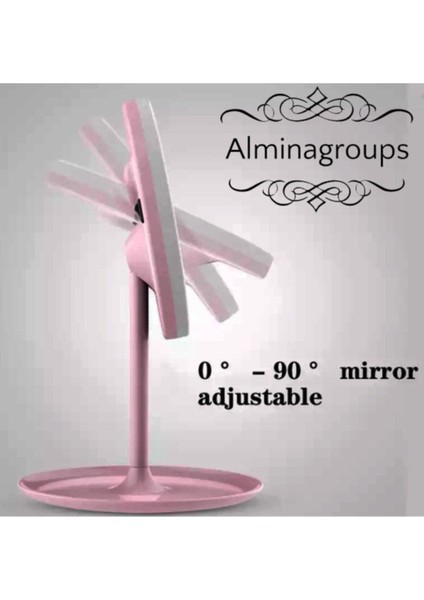Işıklı Masaüstü Makyaj Aynası, LED ve Dokunmatik Özellikli Pembe Ayna fırsatları