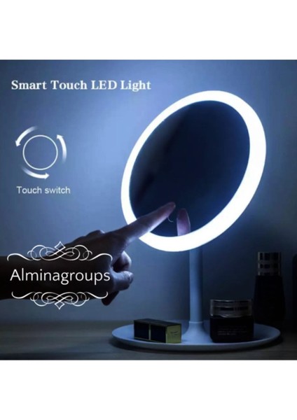 Işıklı Masaüstü Makyaj Aynası, LED ve Dokunmatik Özellikli Pembe Ayna indirimleri