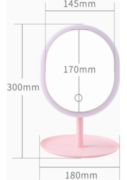 Işıklı Masaüstü Makyaj Aynası, LED ve Dokunmatik Özellikli Pembe Ayna