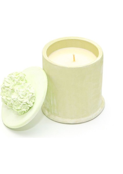 Yeşil Çiçek Taş Kapaklı Limon ve Gardenya Kokulu Vegan Mum fiyatları