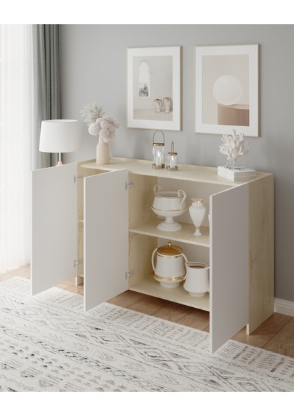 3 Kapaklı Tamamen Mdf Konsol Lefkas-Beyaz modelleri