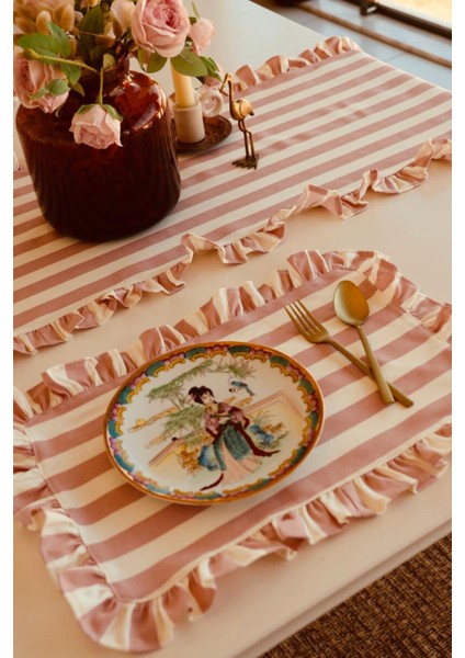 Pembe Düzdörtgen Servis Seti, 2'li, Şık ve Kullanışlı Yemek Sunumları Için Ideal modelleri