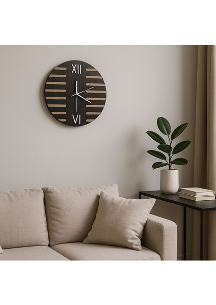 Modern Yuvarlak Mdf Duvar Saati, Sessiz Mekanizma, Gümüş Pleksi Detaylı, Şık Ev Dekoru fiyatları