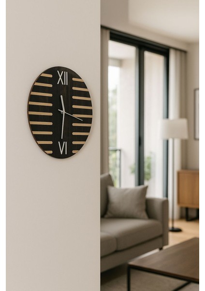 Modern Yuvarlak Mdf Duvar Saati, Sessiz Mekanizma, Gümüş Pleksi Detaylı, Şık Ev Dekoru modelleri