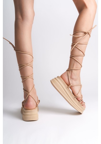 Jet-Samantha Bilekten Bağlamalı Ortopedik Taban Kadın Terlik Ctt - Ten modelleri