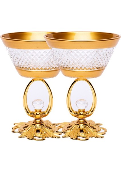 Iki Parça Şık Baklava Desenli Oval Mat Dondurma Kasesi Beyaz