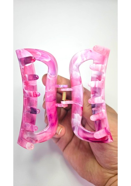 Pembe Mermer Desenli Şık Kemik Mandal Toka 8 cm fırsatları