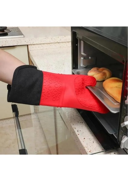 Yanmaz Yapışmaz El Yakmaz Silikon Fırın Eldiveni 220 Derece Sıcaklığa Dayanıklı Fırın ve Mutfak Eldiveni