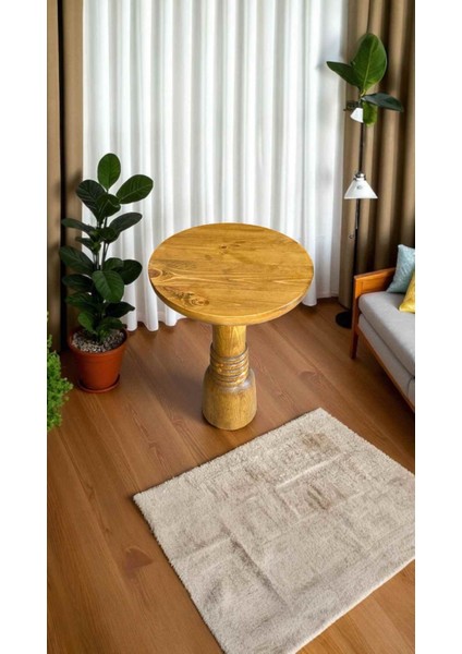 Rustik Mantar Sehpa – Masif Tütün Renk Tekli Ahşap Yan Sehpa fiyatları