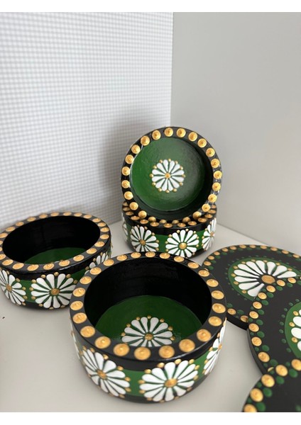 4'lü Mandala Çerezlik Seti, Bahar Teması, Canlı Yeşil Renkli, Şık ve Kullanışlı fiyatları