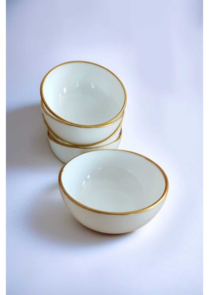 6'lı Beyaz Yaldızlı Çok Amaçlı Kase, 12 Cm, Şık ve Kullanışlı Set