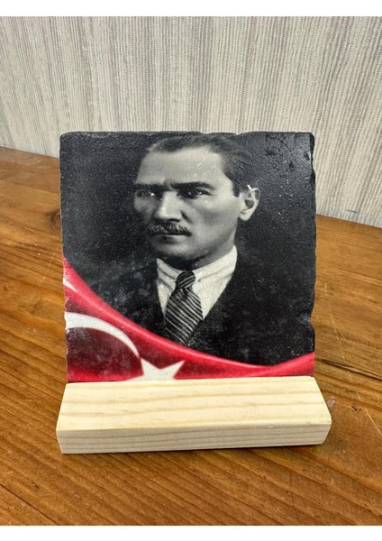 Beyaz Taş Masa Üstü Dekor Tablo 10X10CM, Şık ve Özgün Ev Dekoru