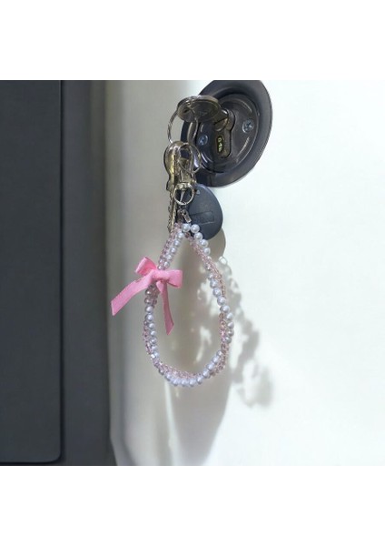Pembe Kurdeleli Inci & Kristal Anahtarlık / Çanta Süsü modelleri