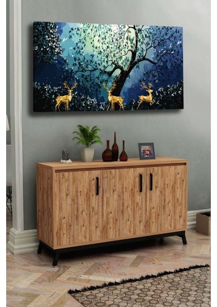 Geyik Temalı Dekoratif Kanvas Tablo, Şık ve Modern Duvar Dekoru