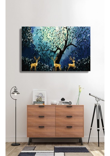 Geyik Temalı Dekoratif Kanvas Tablo, Şık ve Modern Duvar Dekoru indirimleri