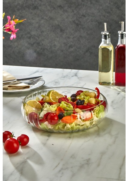 Turuncu Büyük Cam Salata ve Meyve Sunum Kasesi, Şık ve Kullanışlı Tasarım