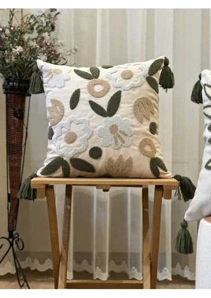 2'li Punch Işlemeli Nakışlı Yeşil Temalı Dekoratif Kırlent Kılıfı fırsatları