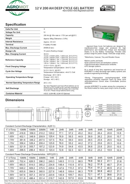 12V 200AH Jel Akü indirimleri
