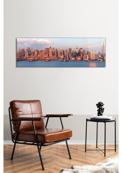 New York Gökdelenler Panoramik Cam Tablo, Modern Ev ve Ofis Dekoru, Hediyelik Duvar Dekorasyonu fiyatları