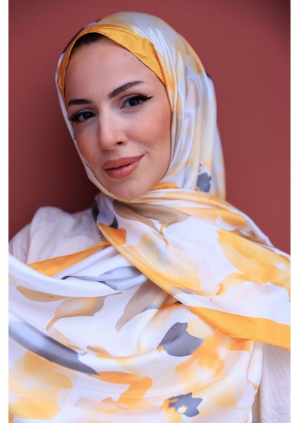 Romantik Çiçek Desenli Ipeksi Şal