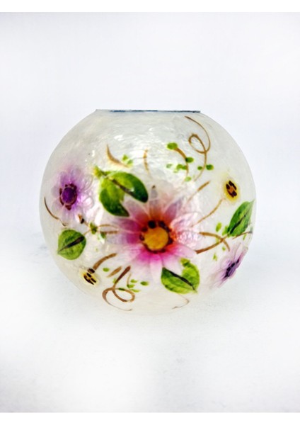 Pembe Çiçekli 3" Tealight Mumluk, Doğal ve Şık Dekor Parçası