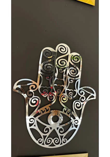 Hamsa El Gümüş Pleksi Tablo 60X50