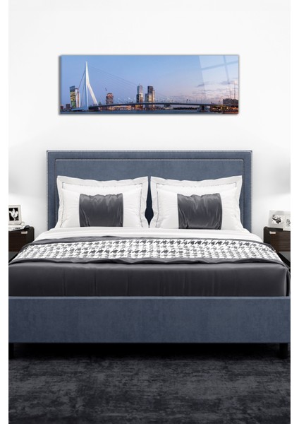 Hollanda Rotterdam Köprü Panoramik Cam Tablo, Modern Ev ve Ofis Dekor, Hediyelik Duvar Dekorasyonu modelleri