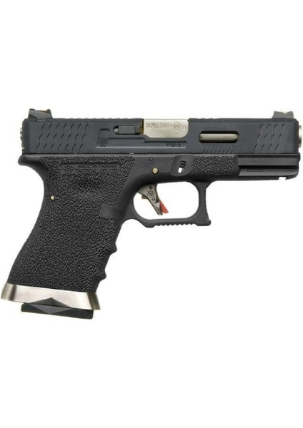 We Glock G19 T5 Siyah Kızak & Gövde Gümüş Namlu Gbb Airsoft Tabanca