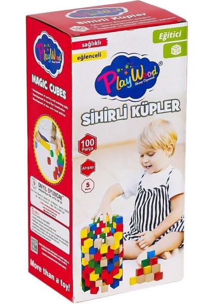 ONY-359 Ahşap Sihirli Küpler 100 Parça -Onyıl Oyuncak