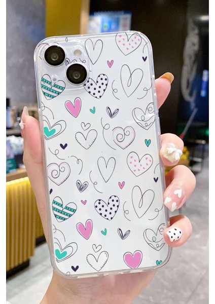 Iphone 15 Uyumlu Desenli Lüx Şeffaf Silikon Kılıf Mnl3 modelleri