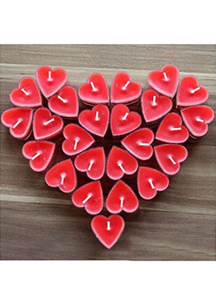 Beyaz Kalp Mum Seti, 100 Adet Romantik Dekoratif Mumlar