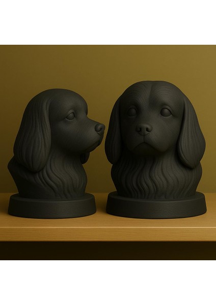 Siyah Maltese Köpek Büstü – Dekoratif Heykel