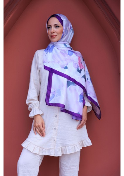 Romantik Çiçek Desenli Ipeksi Şal