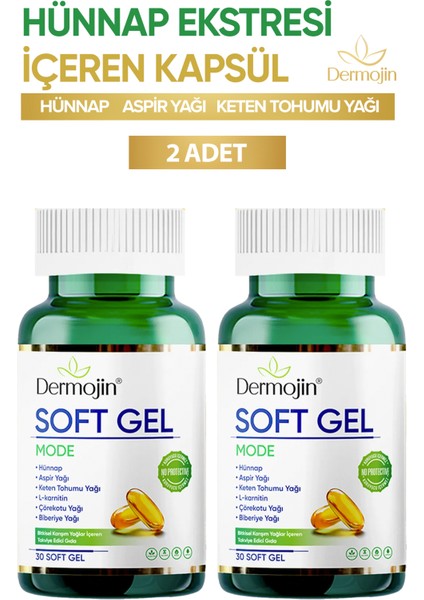 2 Adet Hünnap Bitkisel Karışım Yağlar İçeren Takviye Edici Soft Jel Kapsül