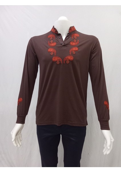 Uygur Kaneviçe Işlemeli Badem Desen T-Shirt