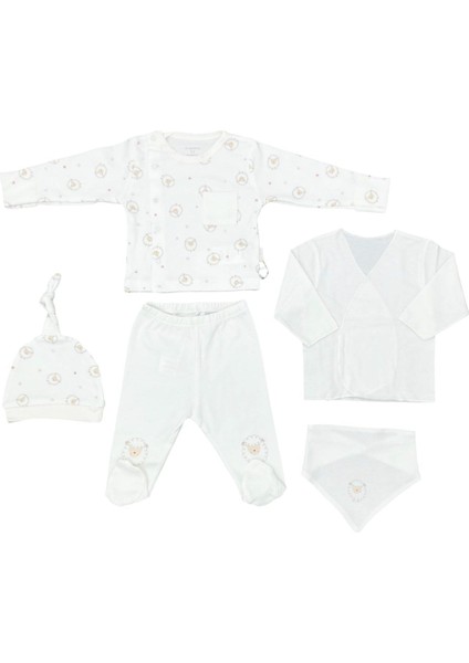 Andywawa AC25560 Newborn Set Tinny Ships 5'li Hastane Çıkışı Ekru