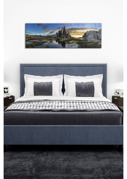 Kayalar ve Yeşillik Panoramik Cam Tablo, Modern Ev ve Ofis Dekoru, Hediyelik Duvar Dekorasyonu modelleri