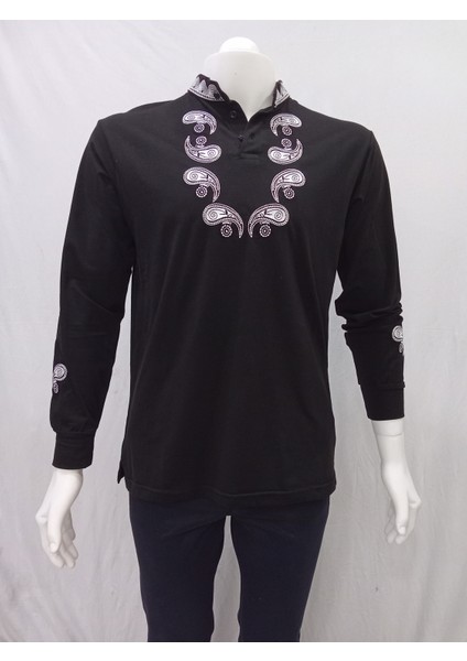 Uygur Kaneviçe Işlemeli Badem Desen T-Shirt