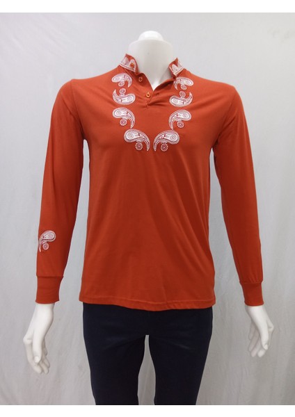 Uygur Kaneviçe Işlemeli Badem Desen T-Shirt