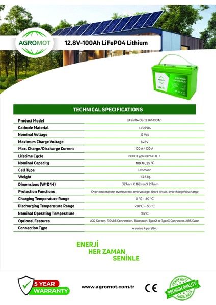 12.8V 100AH Lityum Akü fiyatları