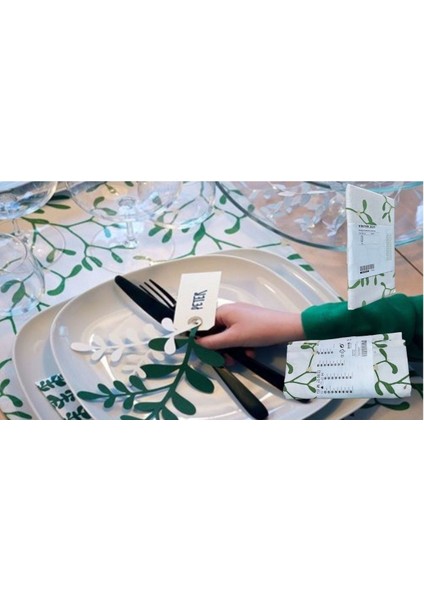 Beyaz ve Yeşil Renkli, Pamuk Kumaştan 35X130 cm Servis Örtüsü fiyatları