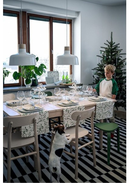 Beyaz ve Yeşil Renkli, Pamuk Kumaştan 35X130 cm Servis Örtüsü indirimleri