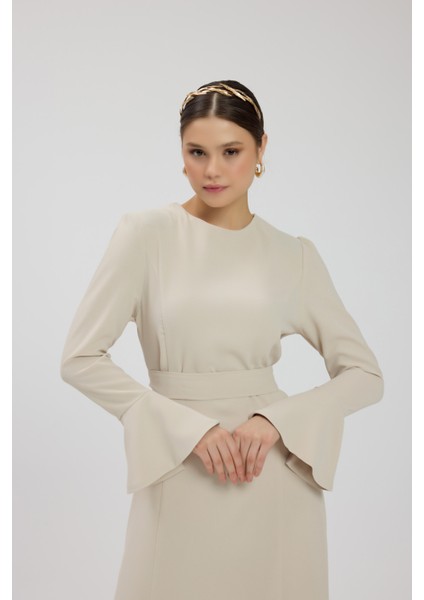 Vizon Kuşaklı Krep Elbise fırsatları