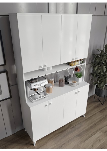%100 Mdf Kahve Köşesi Mutfak Dolabı Kiler Dolabı Çok Amaçlı Dolap 8 Kapaklı Dolap fiyatları
