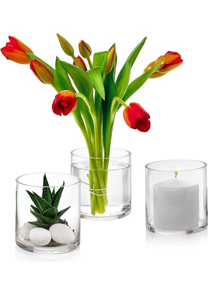 Turuncu Cam Masa Üstü Yuvarlak Vazo ve Saksı, 10X10 Cm, Şık ve Modern Tasarım