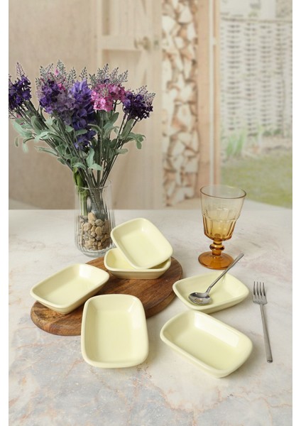 Sarı Dikdörtgen Çerezlik 11 cm 6'lı Set, Şık ve Kullanışlı Mutfak Aksesuarı fiyatları
