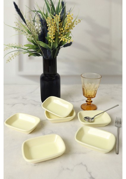 Sarı Dikdörtgen Çerezlik 11 cm 6'lı Set, Şık ve Kullanışlı Mutfak Aksesuarı modelleri