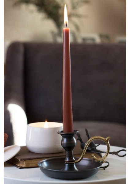 Bakır Elit El Şamdanı, Oksitli Metalik Tasarım, Zarif ve Şık Dekoratif Parça fiyatları