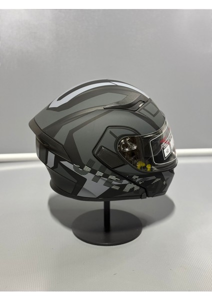JK-902 Güneş Vizörlü Çene Açılır Kask H1 Grey